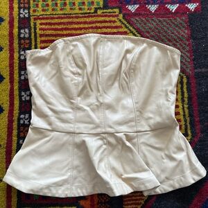 Culpos x INC Strapless Beige Peplum Top